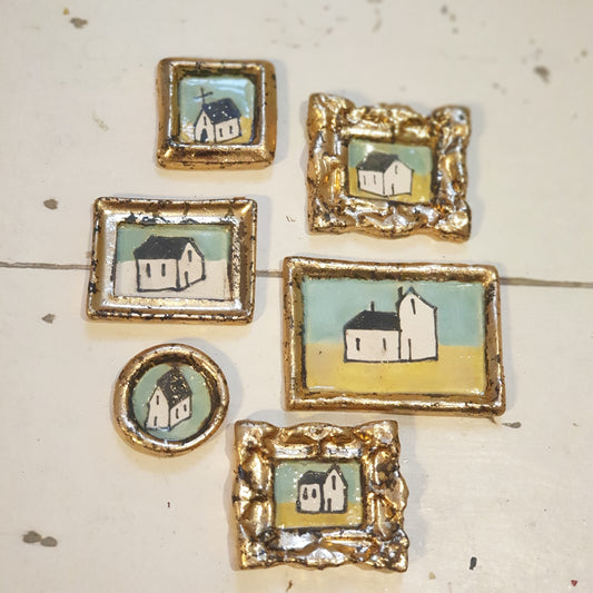 Handmade & Handpainted Ceramic Tiles - Antique Gold Leaf Gilt frame