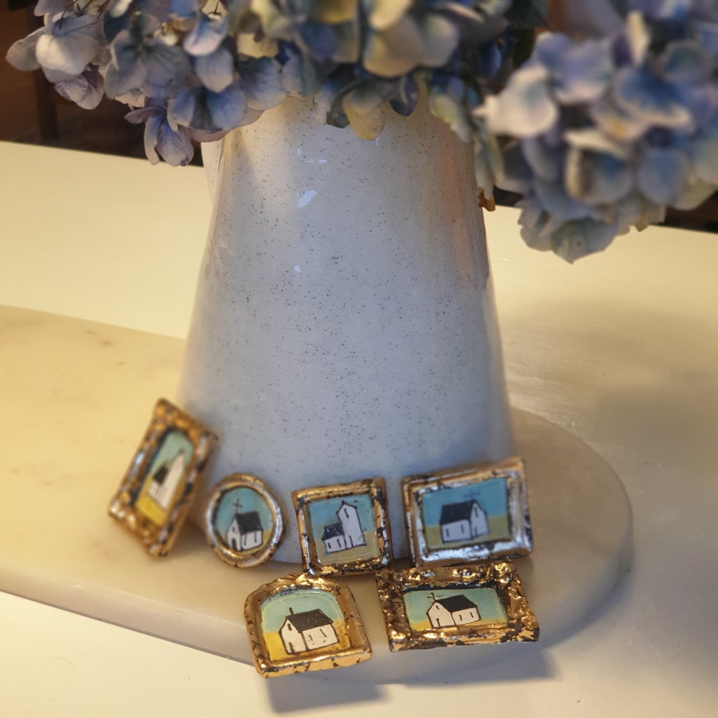Handmade & Handpainted Ceramic Tiles - Antique Gold Leaf Gilt frame