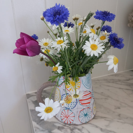 Beautiful Ceramic Spring Flower Jug - handmade.