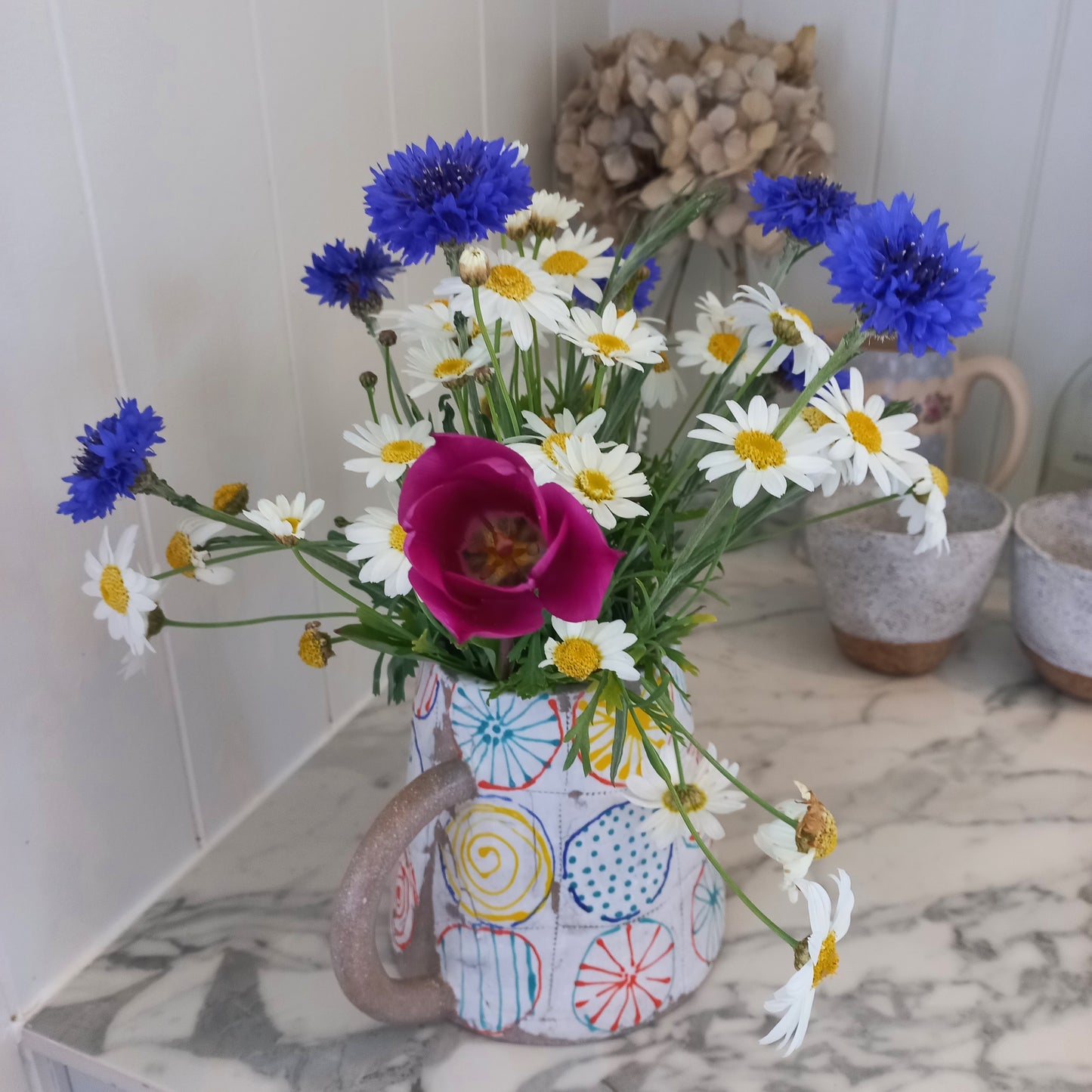 Beautiful Ceramic Spring Flower Jug - handmade.