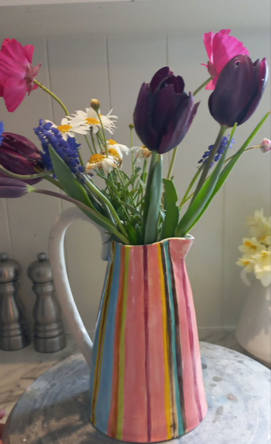Beautiful Ceramic Spring Flower Jug - handmade.